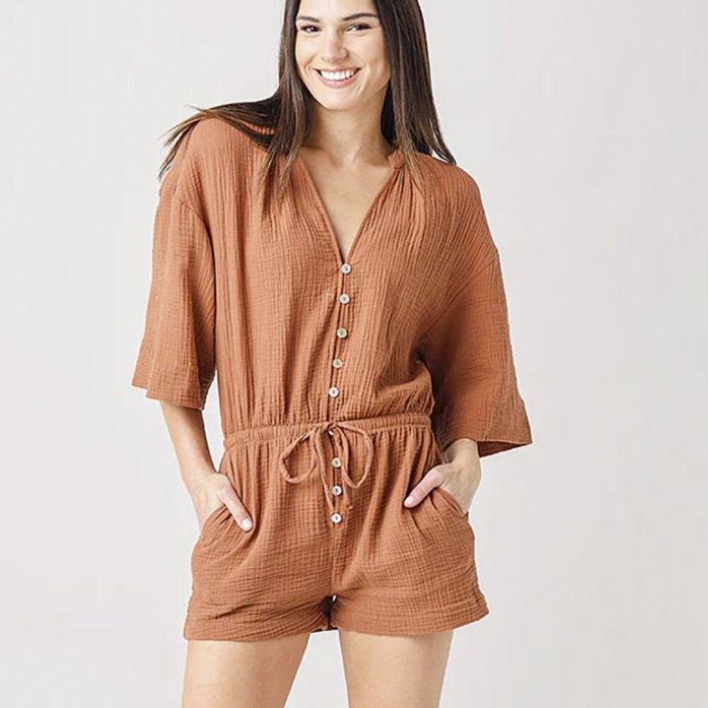 NWOT 100% cotton Z Supply Rust Button-Down Blouse